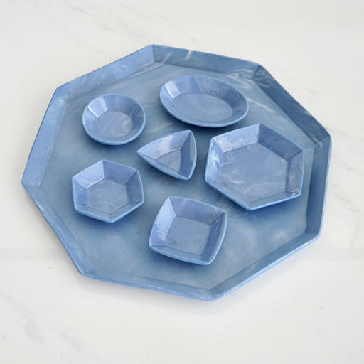 INDIGO MARBLE OCTAGON SEDER SET