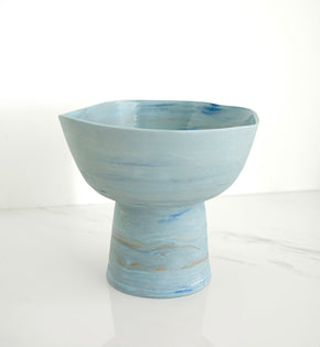 Ren Vois Denim Mixed Marble Pedestal Bowl