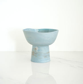 Ren Vois Denim Mixed Marble Pedestal Bowl